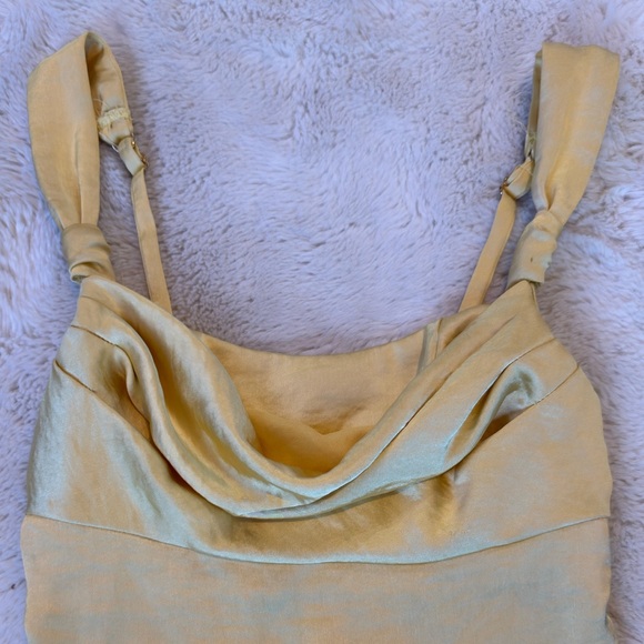 Oh Polly Yellow Knot A Mirage satin Mini Dress - Picture 8 of 9